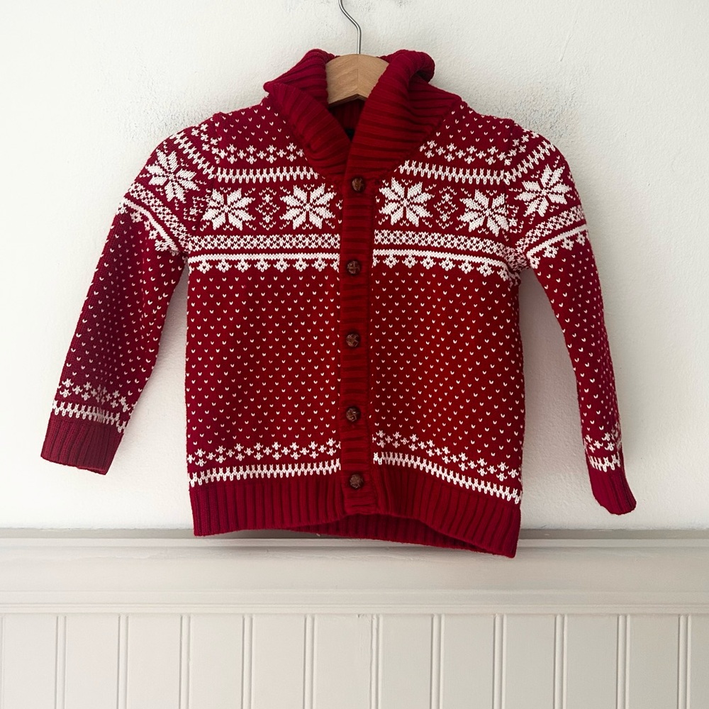 Tahari 18 Months Fair Isle Christmas Red and White Kids Sweater